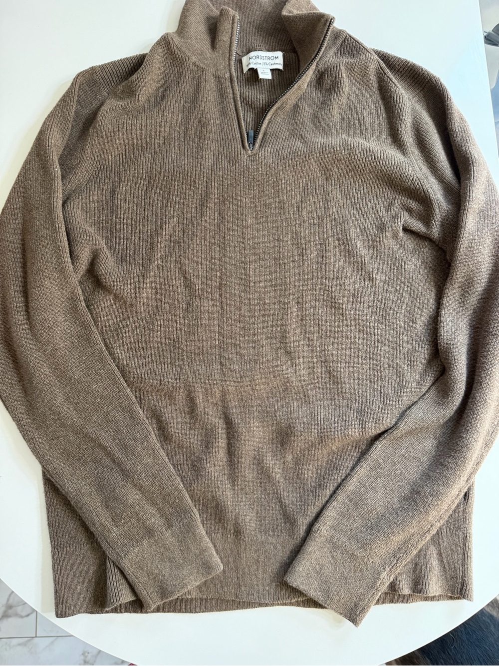 Nordstrom Men’s Brown Zip-Up Knit Half-Zip Sweater